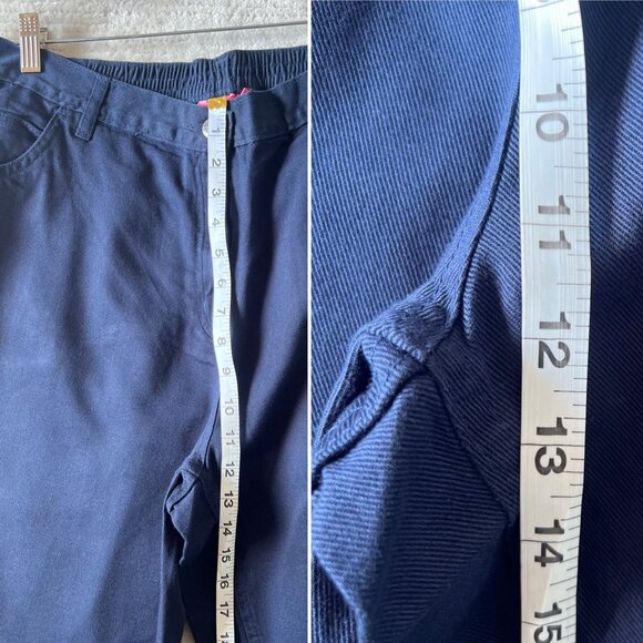 Woman Within Blue Cotton Classic Fit Pants Size 18WP Elastic Back Waist - Picture 5 of 8
